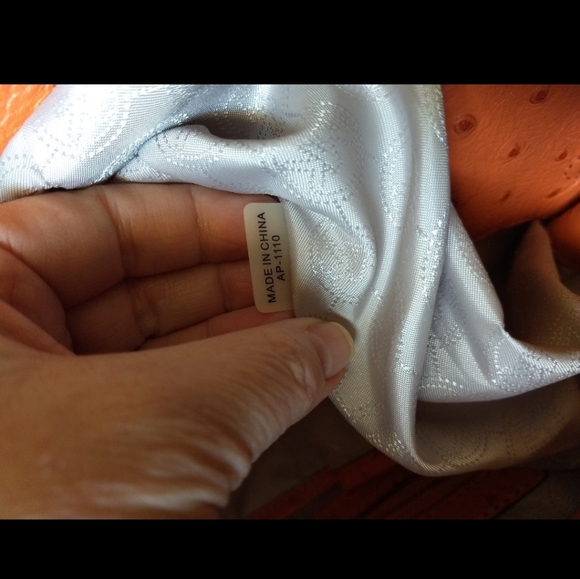 Michael Kors Ostrich-Embossed Hamilton Tangerine East/West Tote Leather Handbag - Picture 10 of 11